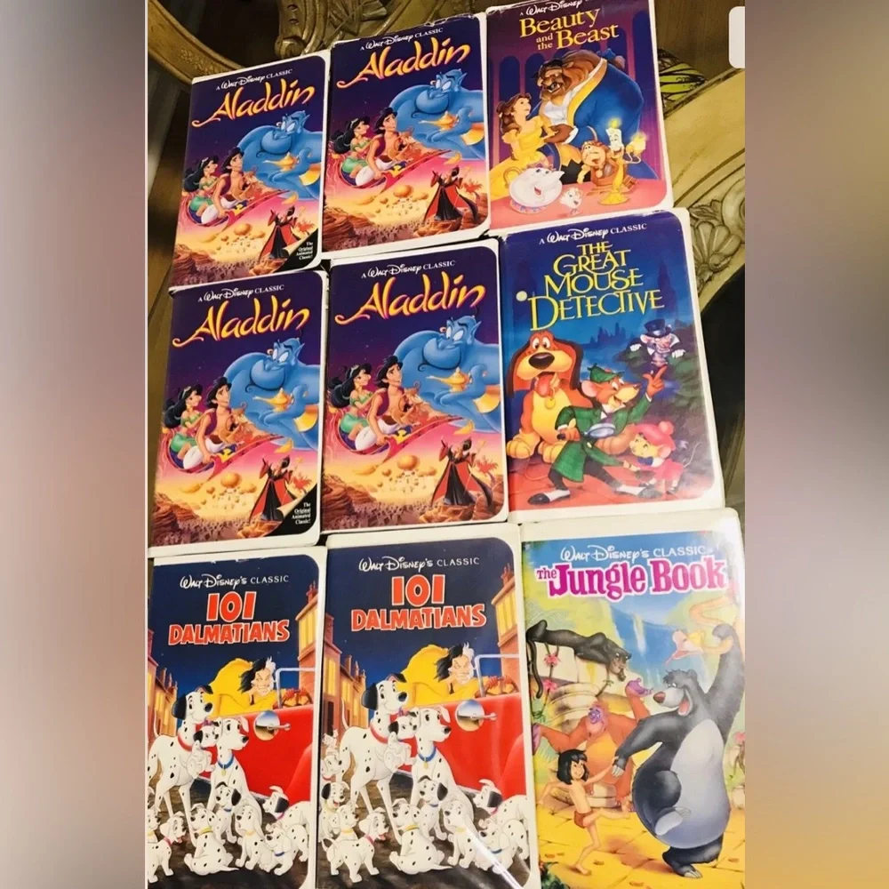 DISNEY VHS Black Diamond TAPES. Lot of Nine tapes in sleeves 101 Dalmatians, etc